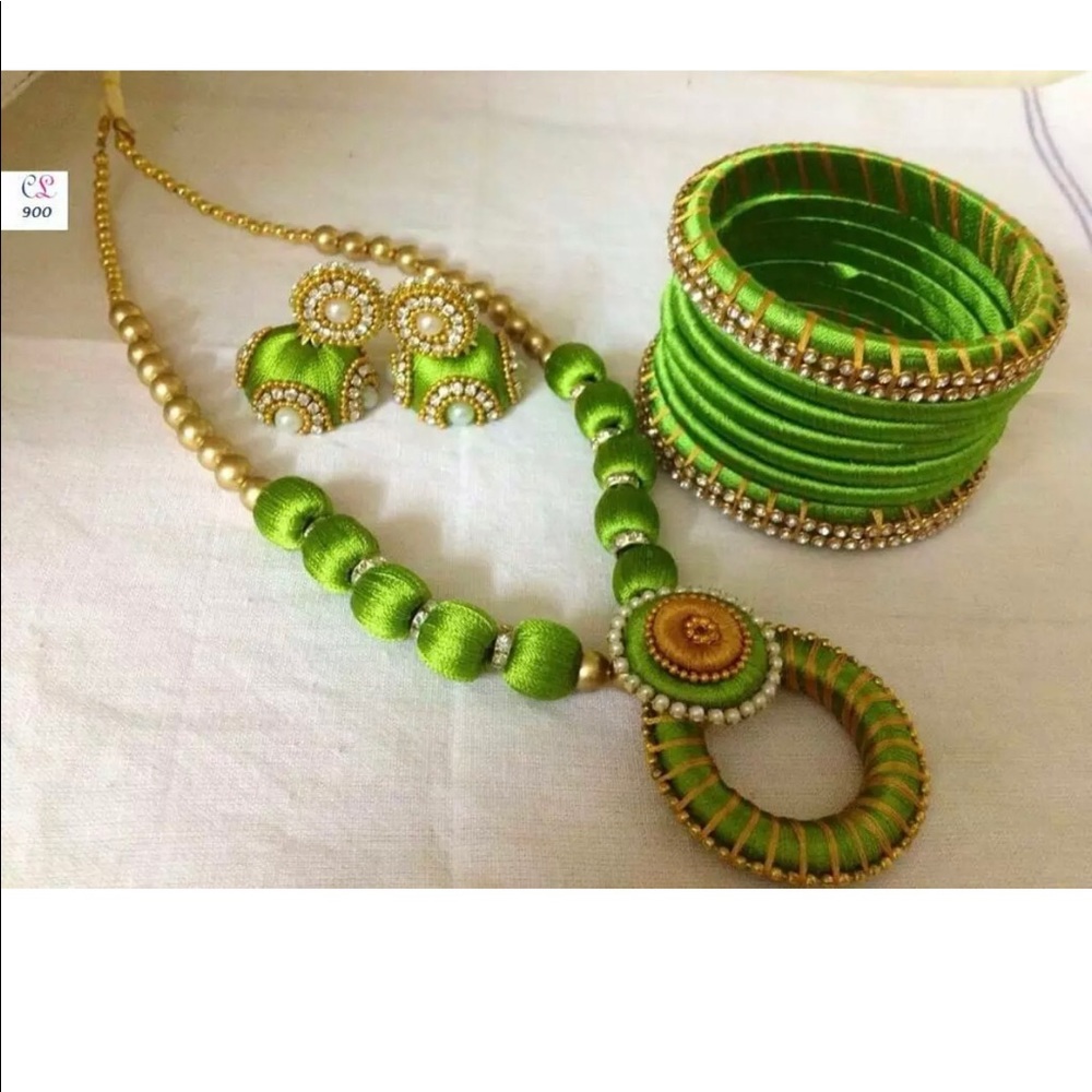 Indian thread necklace jewelry set